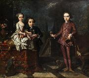 Giuseppe Bonito Portrait of three noble children oil painting on canvas